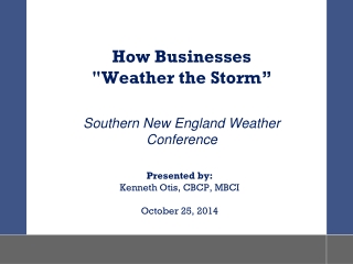 How Businesses &quot;Weather the Storm”