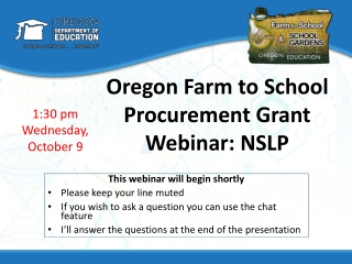 Oregon Farm to School Procurement Grant Webinar: NSLP