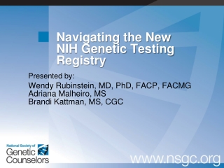 Navigating the New NIH Genetic Testing Registry