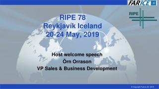 RIPE 78 Reykjavík Iceland 20-24 May, 2019