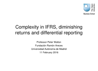 Complexity in IFRS, diminishing returns and differential reporting