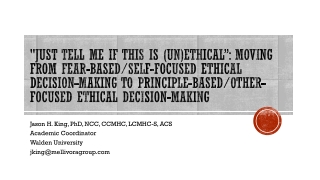 Jason H. King, PhD, NCC, CCMHC, LCMHC-S, ACS Academic Coordinator Walden University