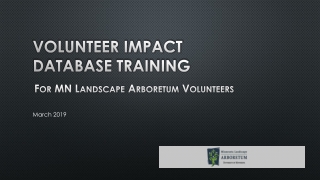 Volunteer Impact Database Training