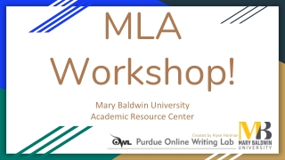 MLA Workshop!