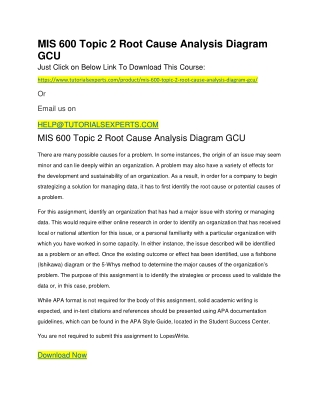 MIS 600 Topic 2 Root Cause Analysis Diagram GCU