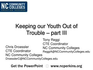 Keeping our Youth Out of Trouble – part III