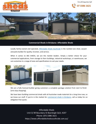 Commercial Sheds in Brisbane: Affordable Sheds