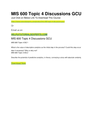 MIS 600 Topic 4 Discussions GCU