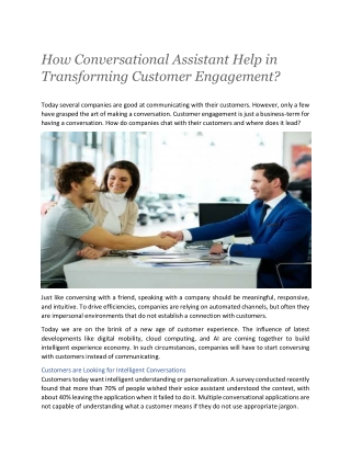 How Conversational Assistant Help in Transforming Customer Engagement?