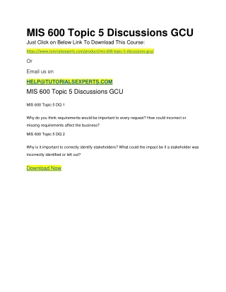 MIS 600 Topic 5 Discussions GCU