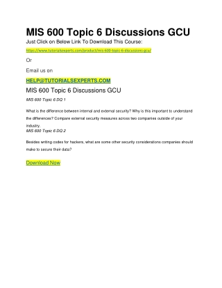 MIS 600 Topic 6 Discussions GCU