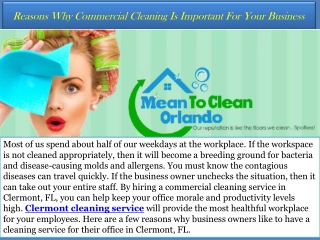 Reasons Why Commercial Cleaning Is Important For Your Business