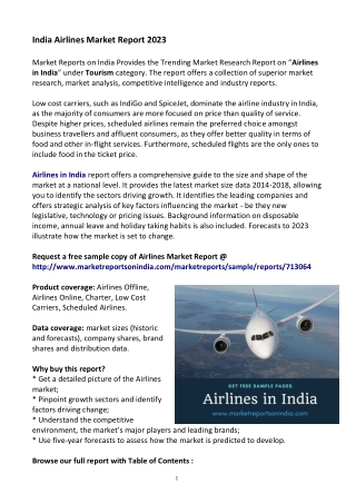 India Airlines Market Research Report 2023