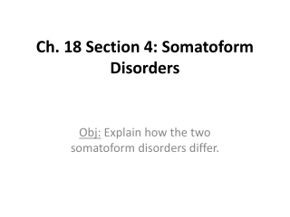 Ch. 18 Section 4: Somatoform Disorders