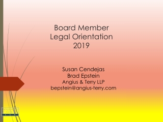 Board Member Legal Orientation 2019