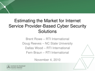Estimating the Market for Internet Service Provider-Based Cyber Security Solutions