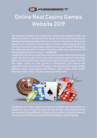 Online real casino games website 2019