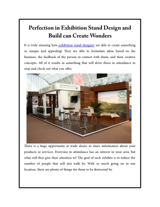 Perfection in Exhibition Stand Design and Build can Create Wonders