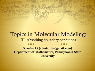 Topics in Molecular Modeling: II I . Absorbing boundary conditions