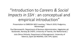 “Introduction to Careers &amp; Social Impacts in SSH : an conceptual and empirical introduction”