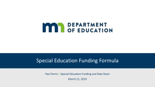 Special Education Funding Formula