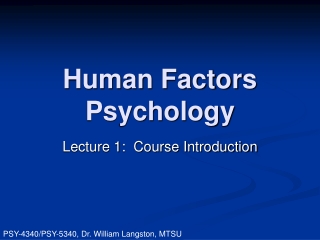 Human Factors Psychology