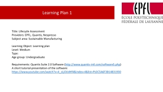 Title : Lifecycle Assessment Providers: EPFL, Quantis , Nespresso