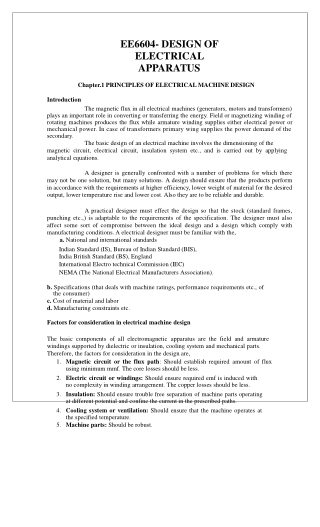 EE6604- DESIGN OF ELECTRICAL APPARATUS