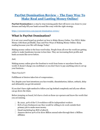 PayOut Domination Review – The Easy Way To Make Real and Lasting Money Online!