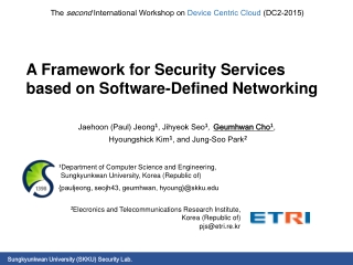 A Framework for Security Services based on Software-Defined Networking