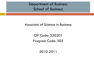 Department of Business School of Business