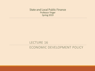 State and Local Public Finance Professor Yinger Spring 2019