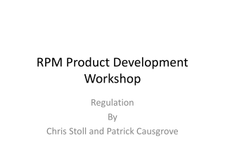 RPM Product Development Workshop