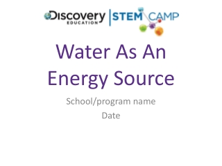 Water As An Energy Source