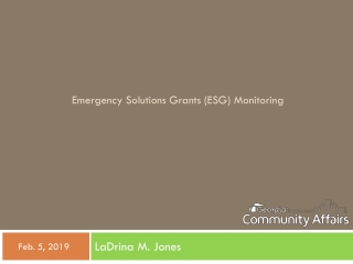 Emergency Solutions Grants (ESG) Monitoring