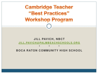 Cambridge Teacher “Best Practices” Workshop Program