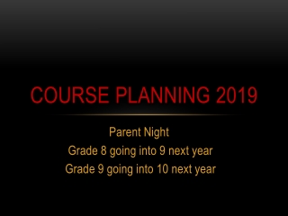 Course Planning 2019