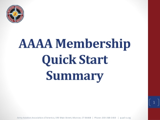 AAAA Membership Quick Start Summary