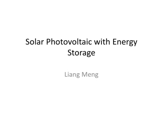 Solar Photovoltaic with Energy Storage