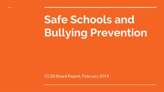 Safe Schools and Bullying Prevention