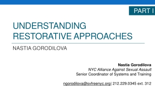 UNDERSTANDING restorative APPROACHES