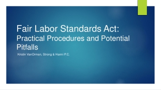 Fair Labor Standards Act: Practical Procedures and Potential Pitfalls