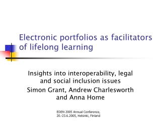 Electronic portfolios as facilitators of lifelong learning