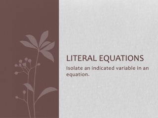 Literal Equations