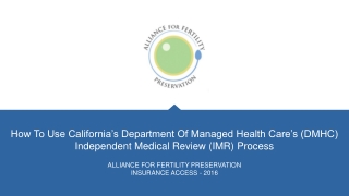 ALLIANCE FOR FERTILITY PRESERVATION INSURANCE ACCESS - 2016