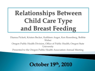 Relationships Between Child Care Type and Breast Feeding