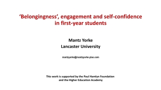 ‘Belongingness’, engagement and self-confidence in first-year students