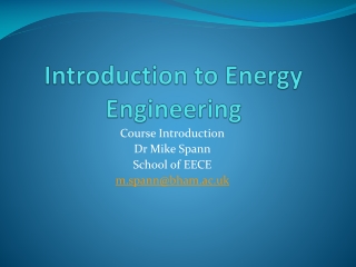 Introduction to Energy Engineering