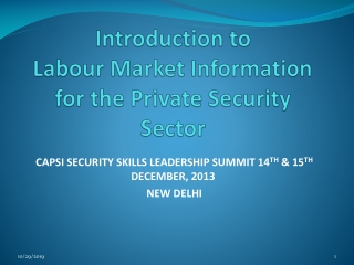 Introduction to Labour Market Information for the Private Security Sector
