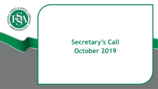 Secretary’s Call October 2019